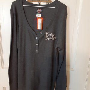Harley Davidson Long-sleeved Shirt, charcoal gray